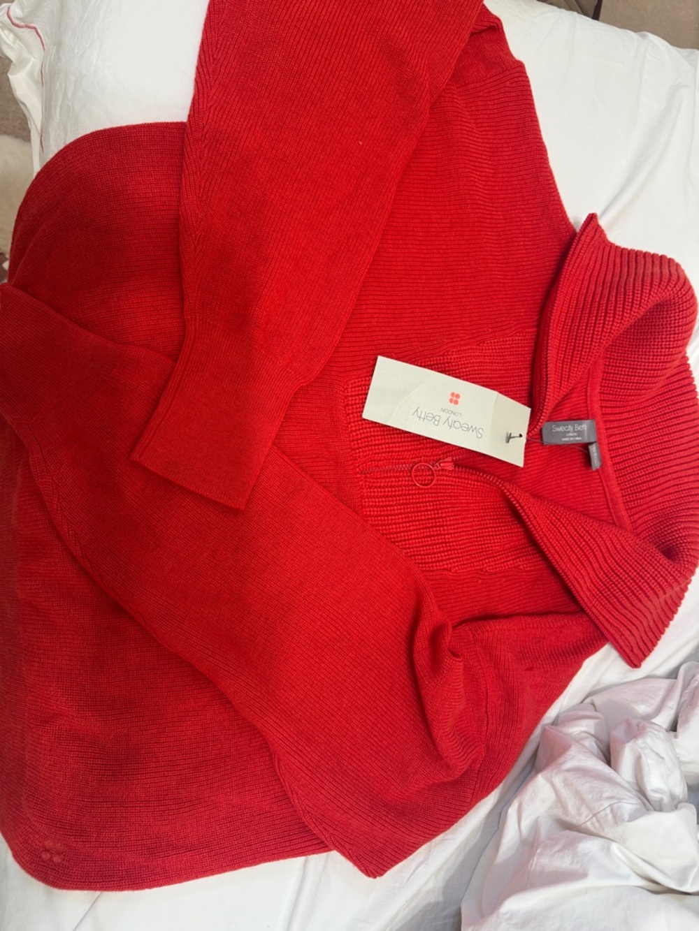 Sweaty Betty Modern Textured Knit Half Zip Sweater Red Size M NEW WITH TAG - Picture 5 of 5